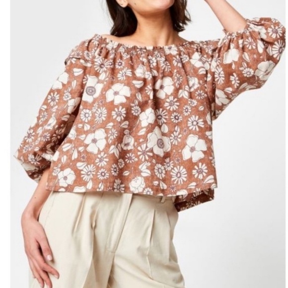 Free People Tops - Free People Top Blouse Miss Daisy Printed Top Floral Boho shirt size XS